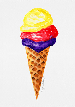 Ice cream in a sweet funnel 1 - watercolor artwork