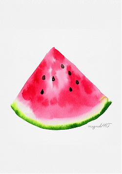 Watermelon slice 2 - watercolor artwork