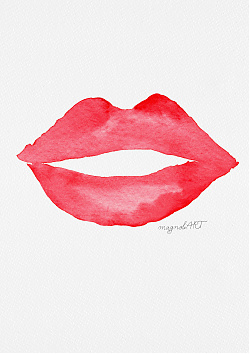 Red lips - watercolor artwork