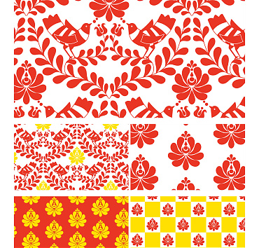 Hungarian Folk motifs collection - seamless patterns in a collection for buying or licensing, the whole group, or a single pattern 