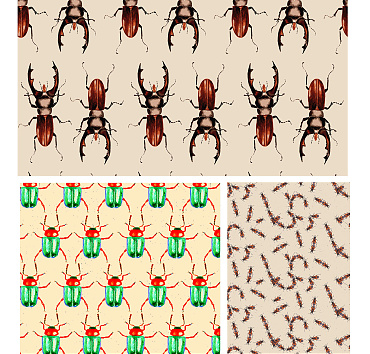 Various watercolor bugs - seamless patterns in a collection for buying or licensing, the whole group, or a single pattern 