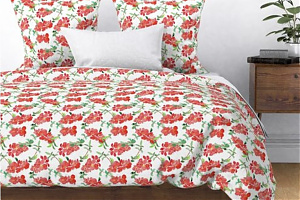 Duvet cover - Chaenomeles flowers in Bloom (watercolor artwork) -